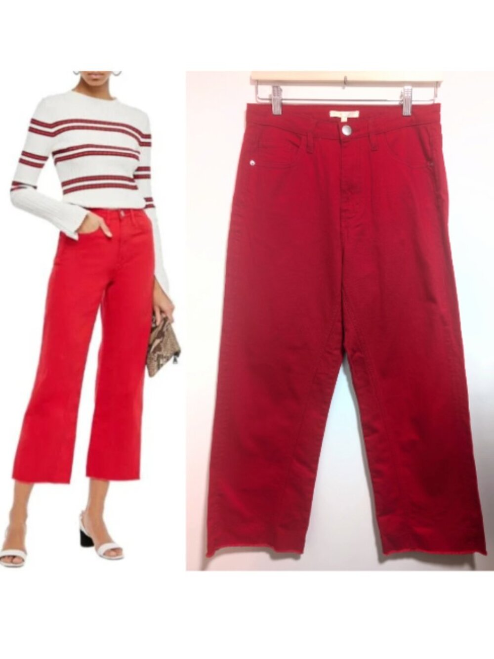 Maje | Pamier Rouge High Rise Wide Leg Jeans In Red